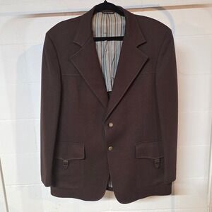 Vintage 70s‎ Johnny Carson-Wilsons Dark Brown Textured Blazer 2 Button Size M/L